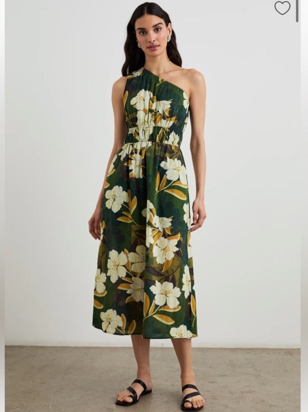 Rails Selani Plumerias Green Floral One-Shoulder Midi Dress XS
